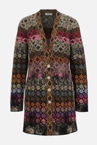 V-neck Coatigan, Geometric Pattern