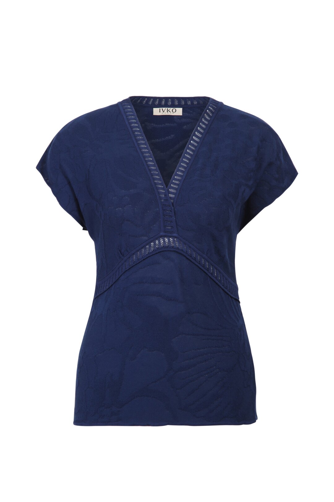V-Pullover mit Strukturmuster