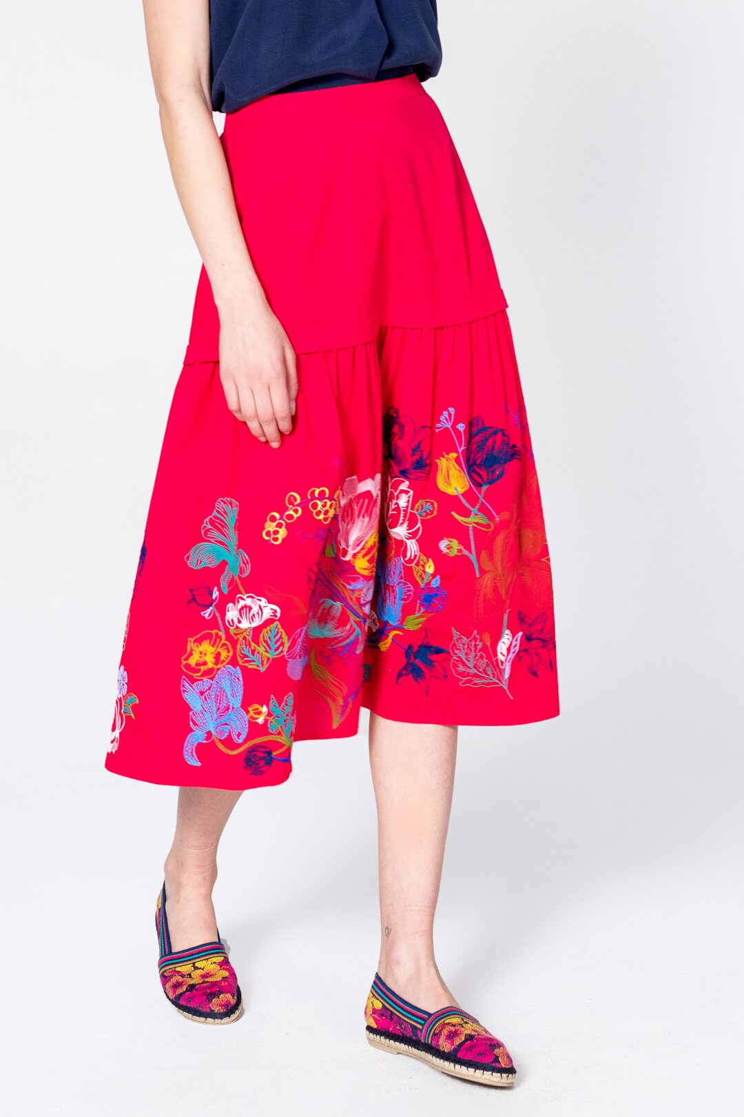 Skirt, Floral Embroidery