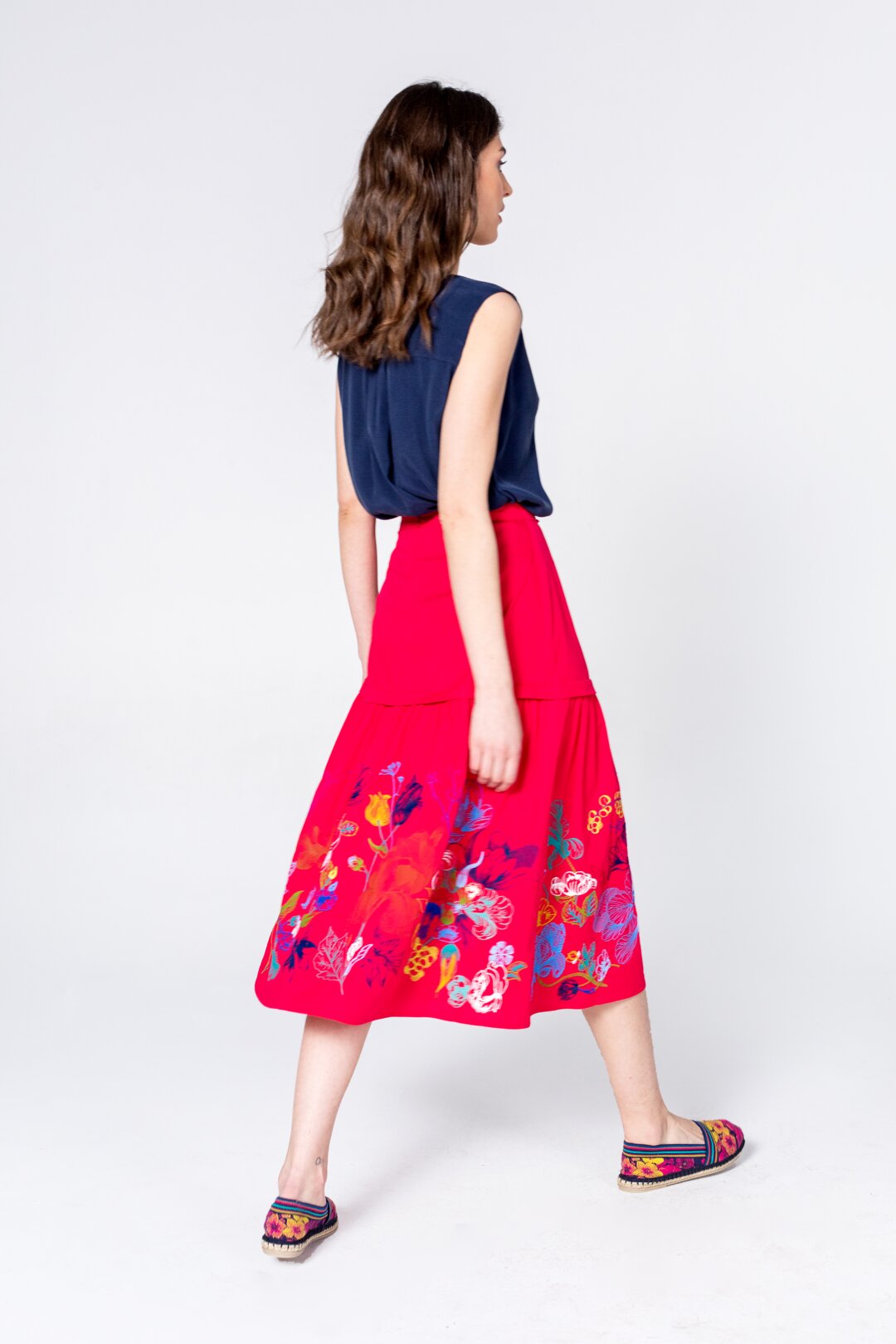 Skirt, Floral Embroidery