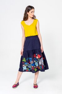 Skirt, Floral Embroidery