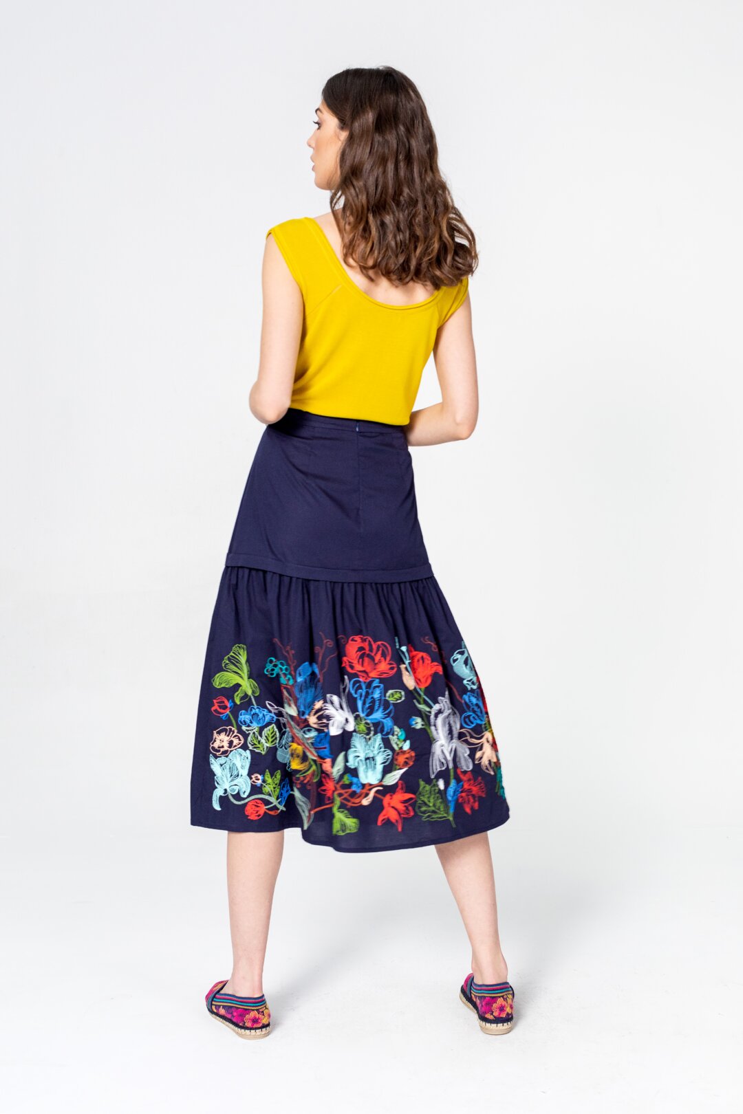 Skirt, Floral Embroidery