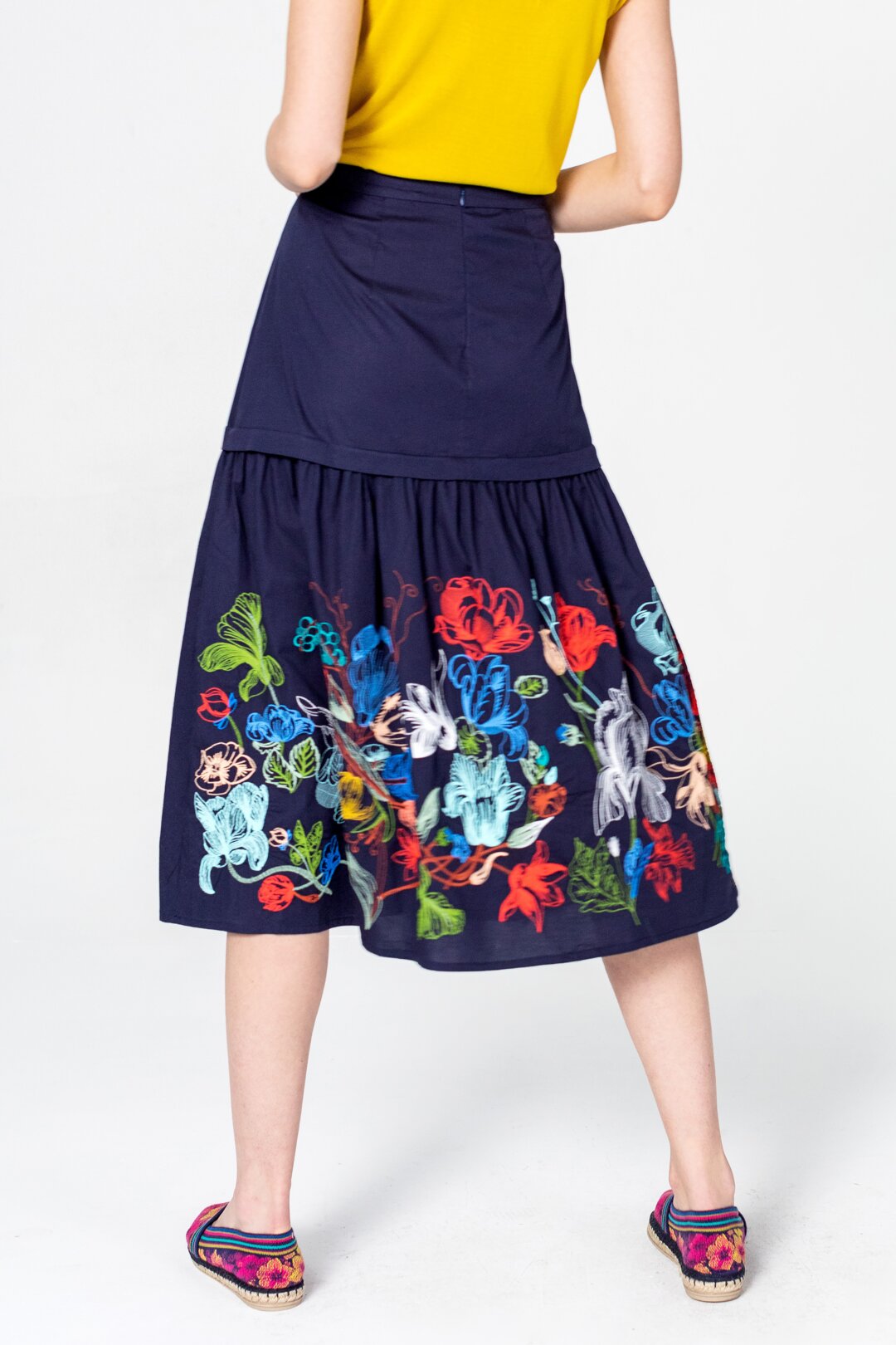 Skirt, Floral Embroidery