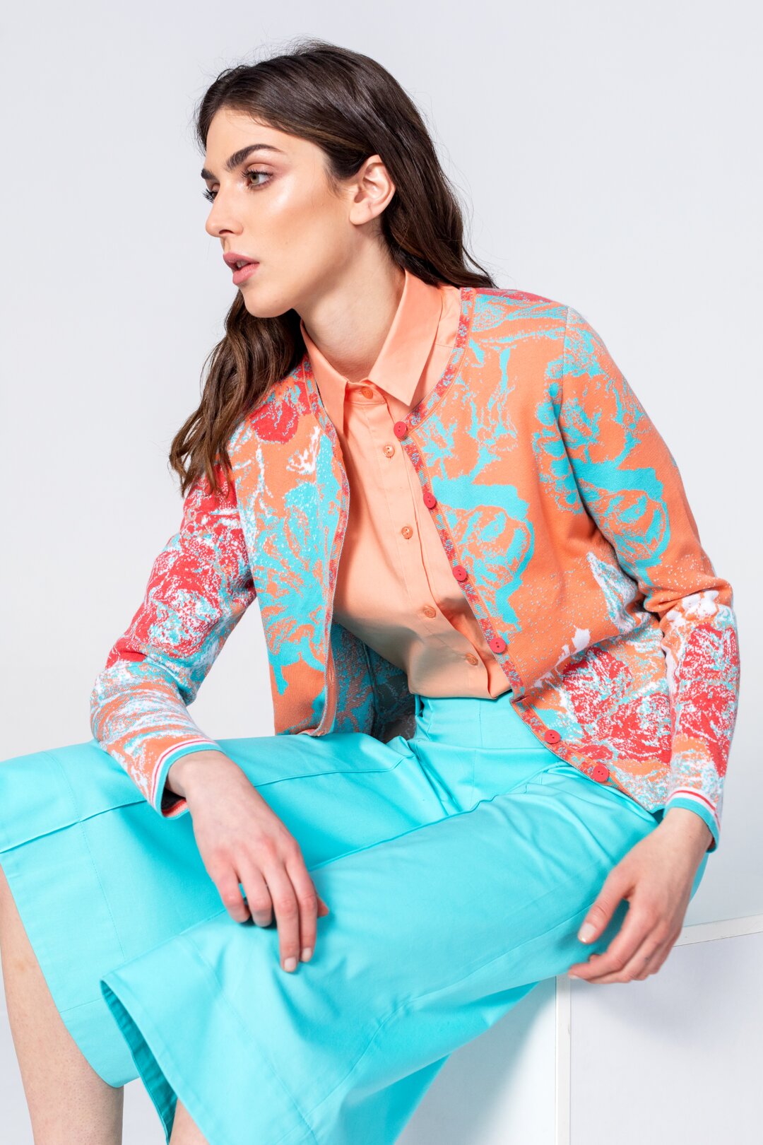 Cardigan, Floral Pattern