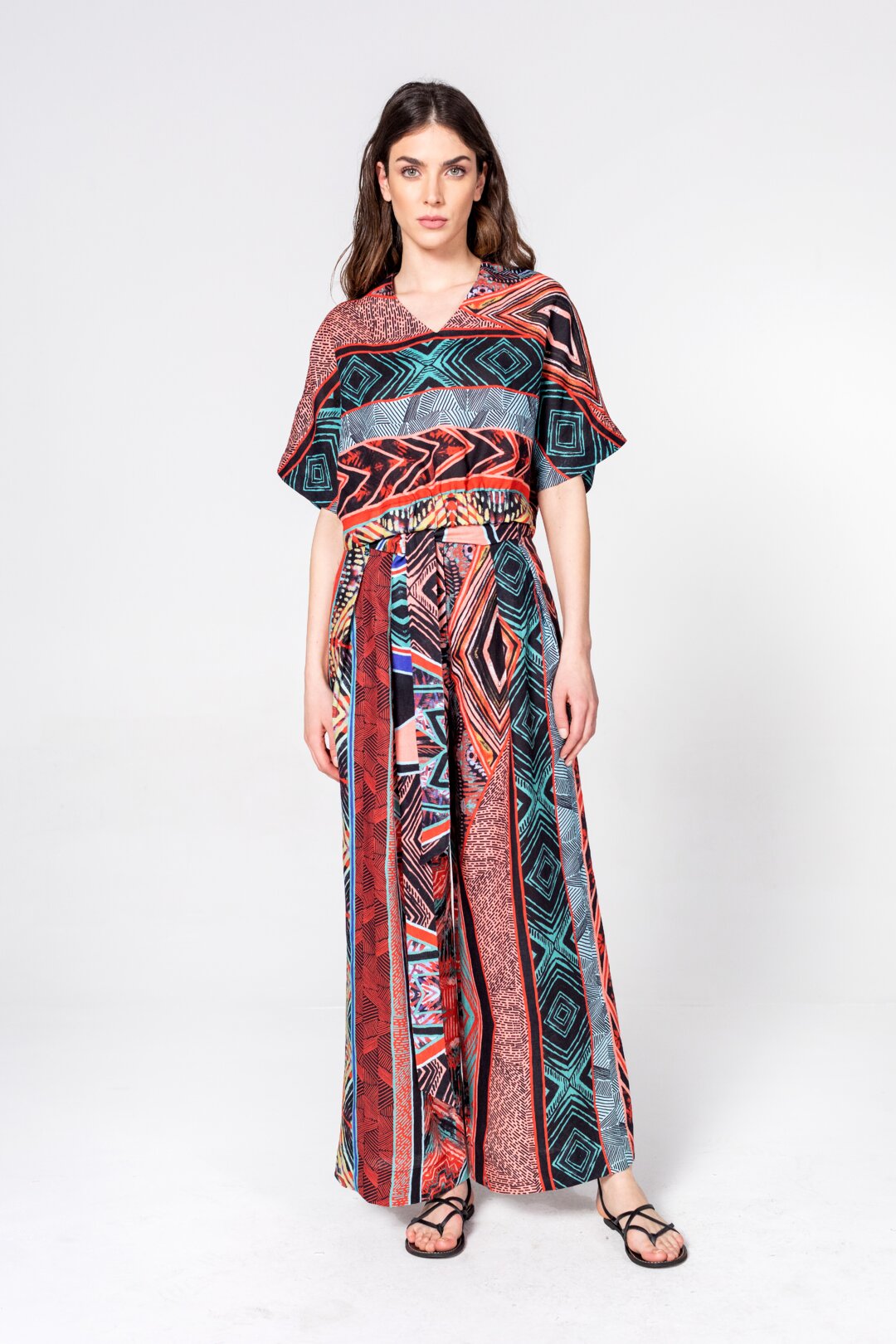 Bluse in geometrischem Muster