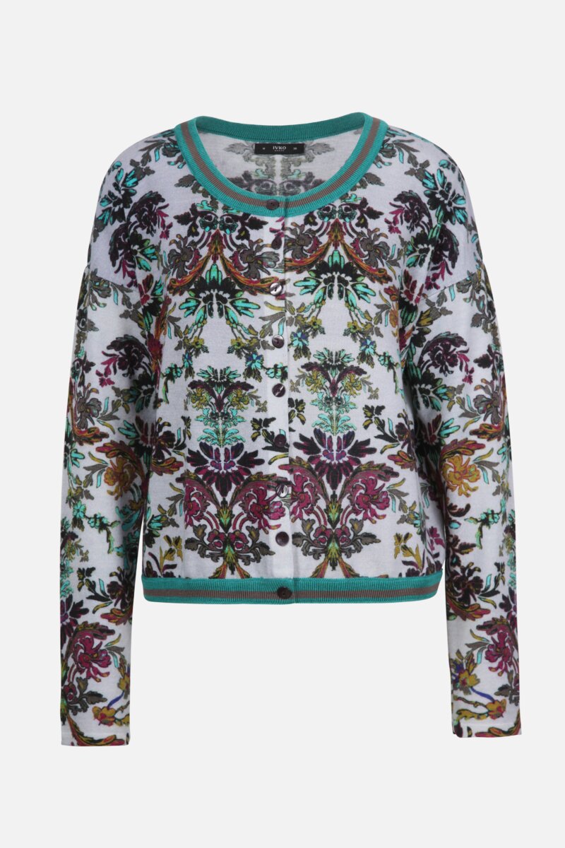 Printed Cardigan, Floral Pattern
