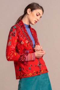 V-Neck Jacket, Floral Pattern