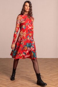 Haljina sa printom i cvetnim dizajnom