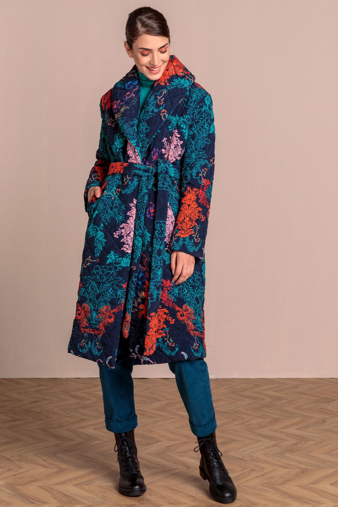 Quilted Coat, Floral Pattern