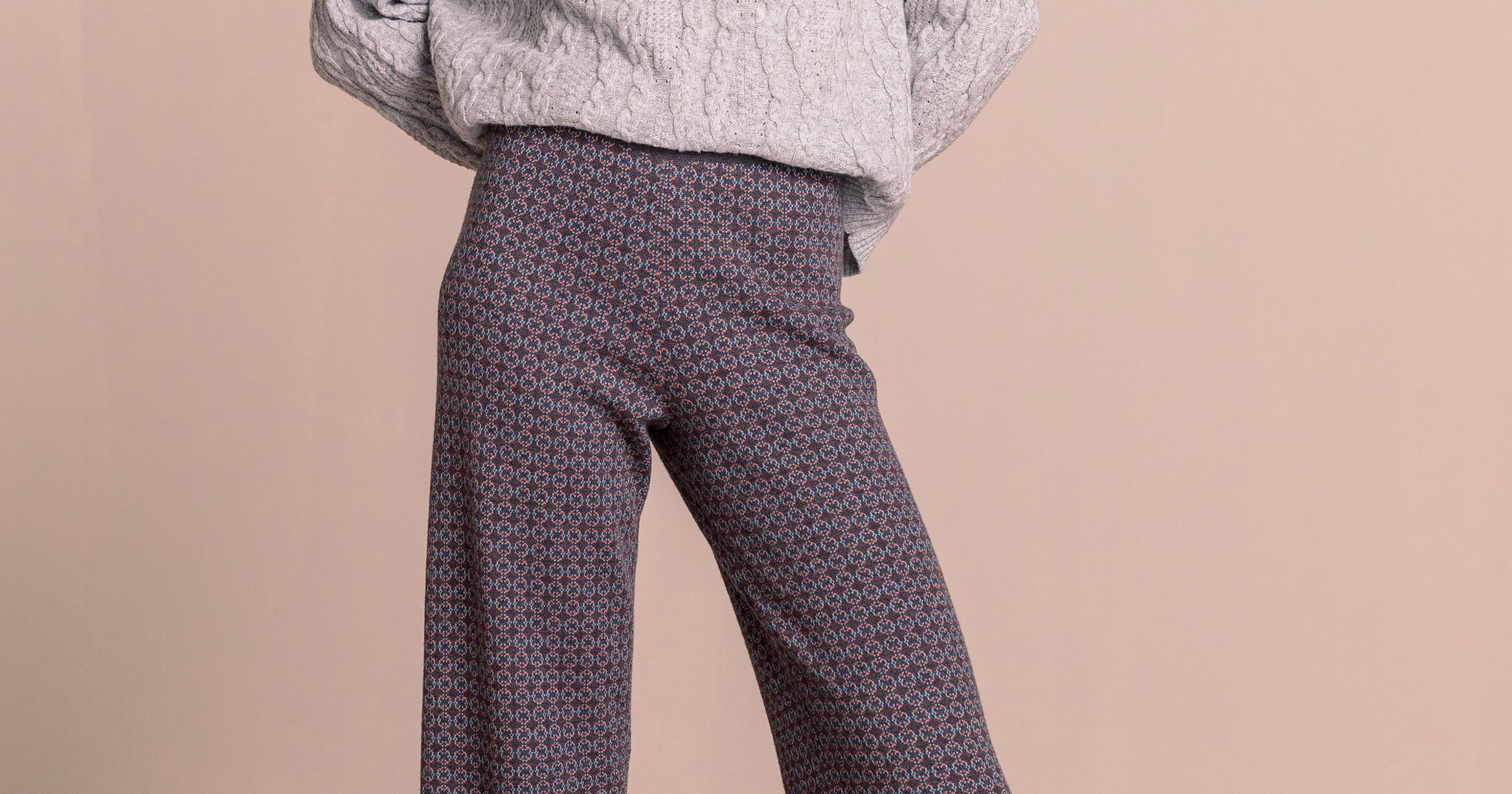 Knitted Pants, Geometric Pattern Pants Ivko Woman