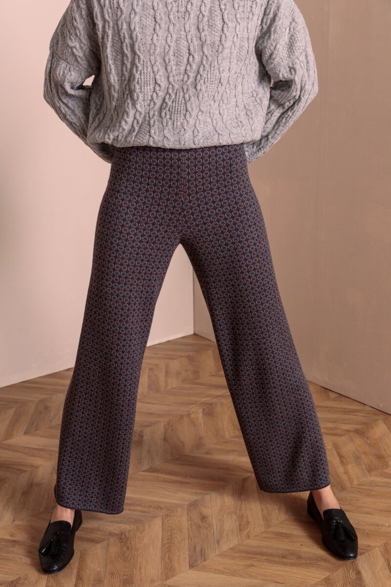 Knitted Pants, Geometric Pattern - Pants - Ivko Woman