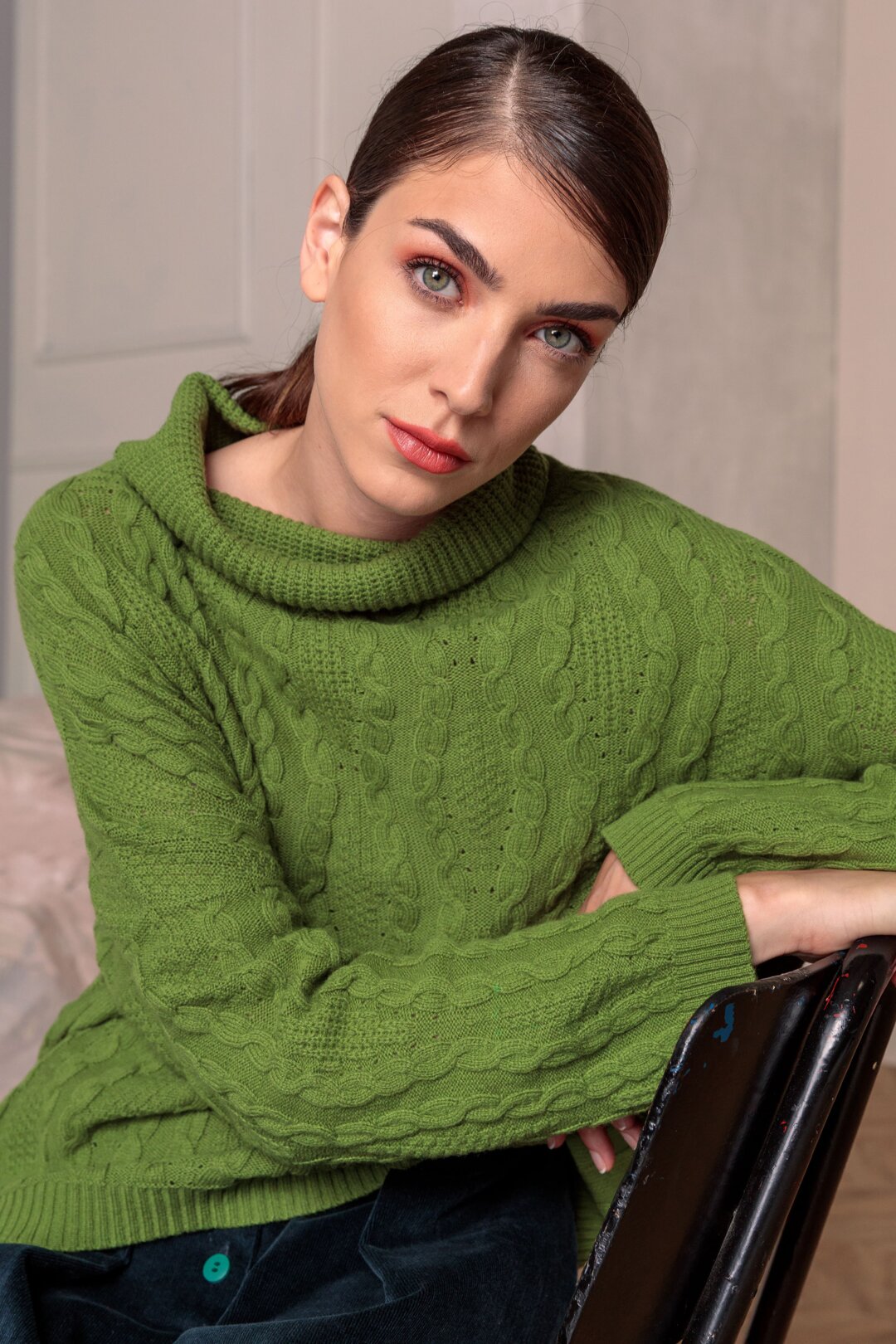 Roll-Neck Pullover, Structure Pattern