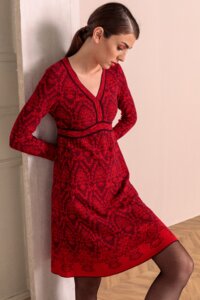 V-Neck Dress, Structured Pattern