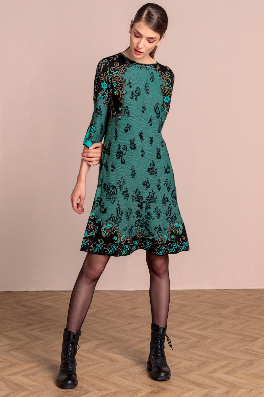 Dress, Brocade Pattern