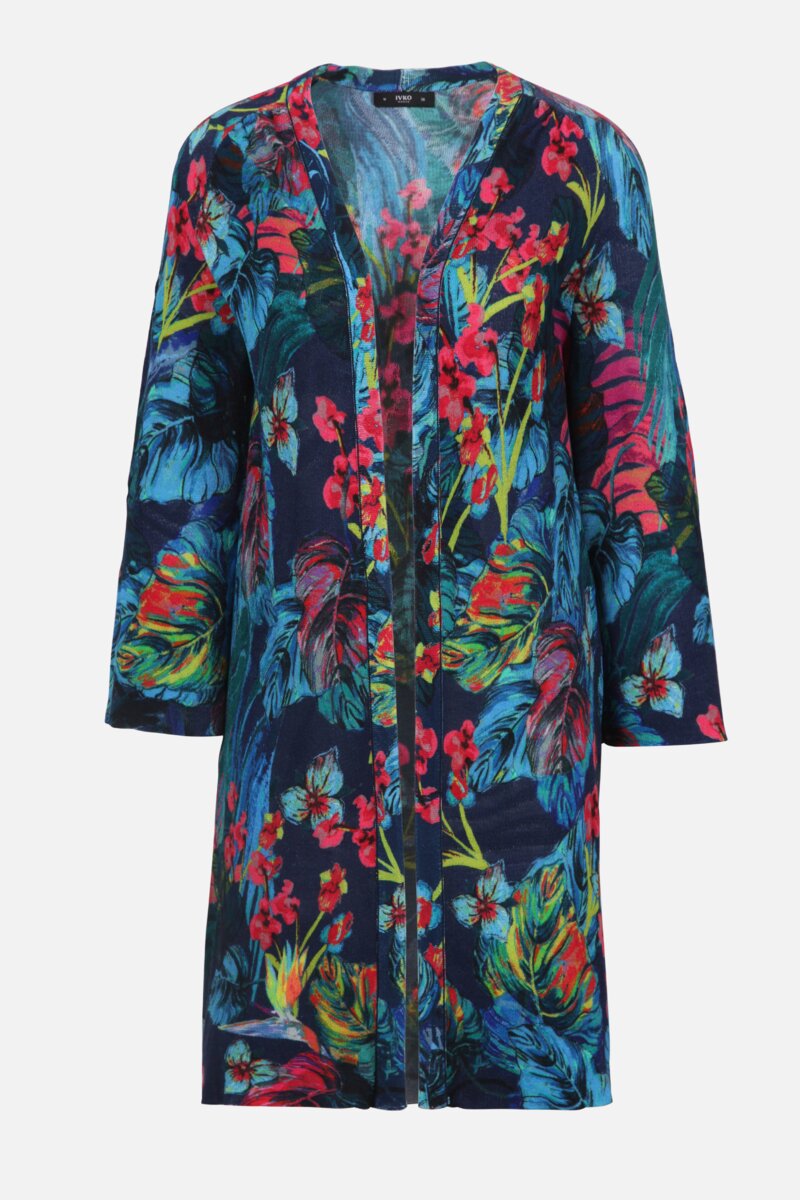Coatigan with Tropical Print