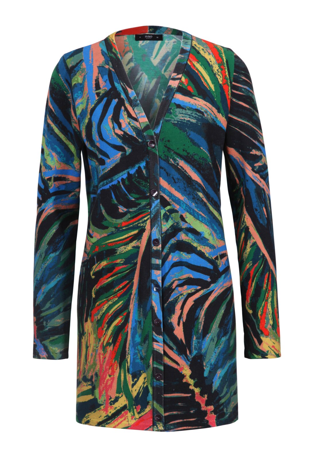 Printed Cardigan, Tropical Motif