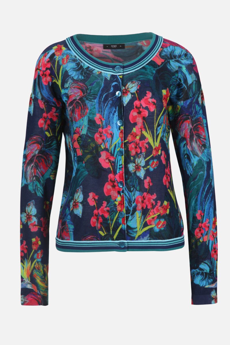 Cardigan mit tropischem Printmuster