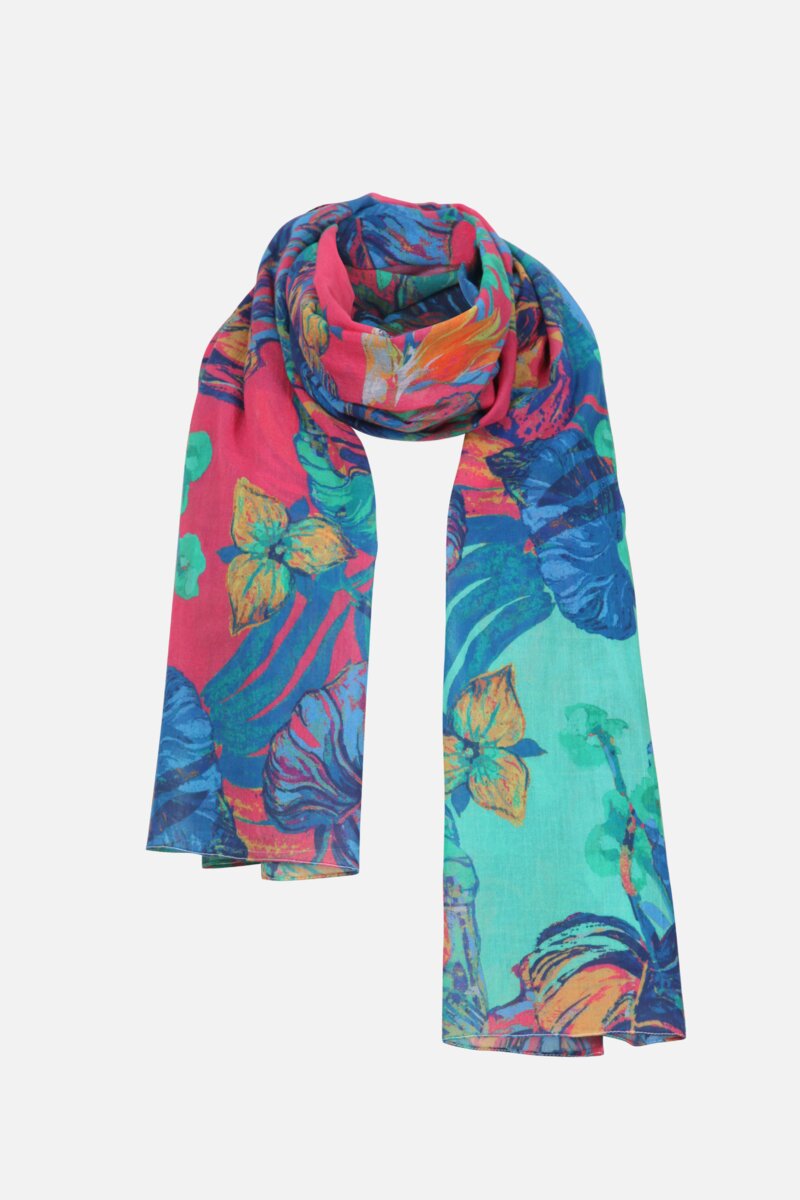 Printed Scarf, Tropical Motif