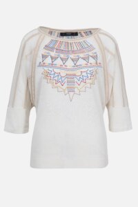 Batwing Sleeve Pullover with Embroidery
