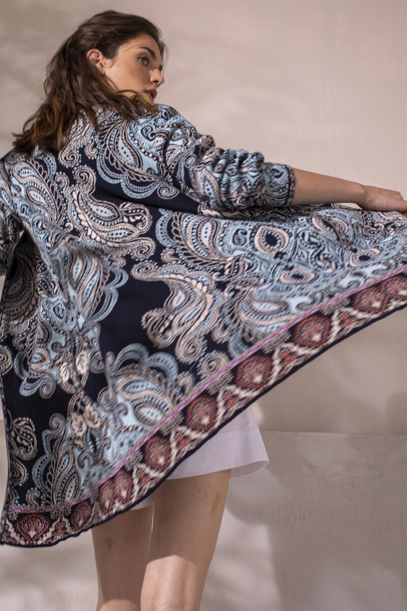 Jacquard-Coatigan mit Paisley-Muster