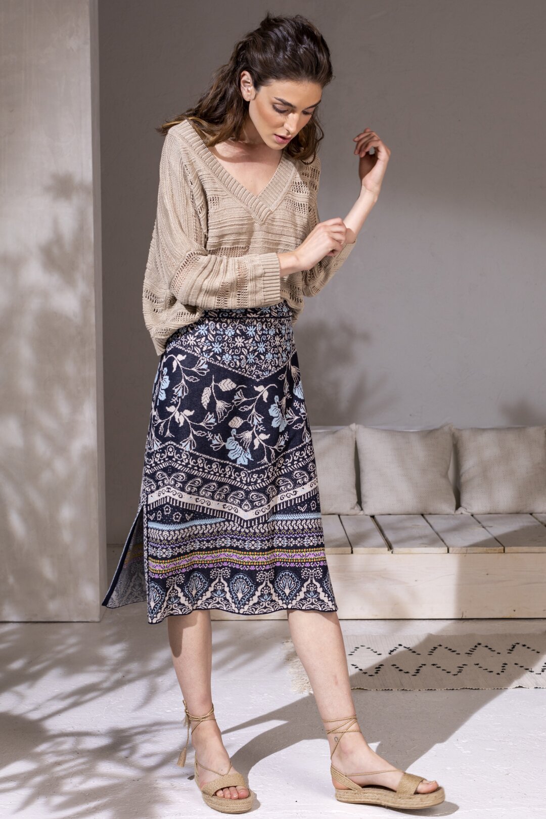 Jacquard Skirt, Boho Pattern