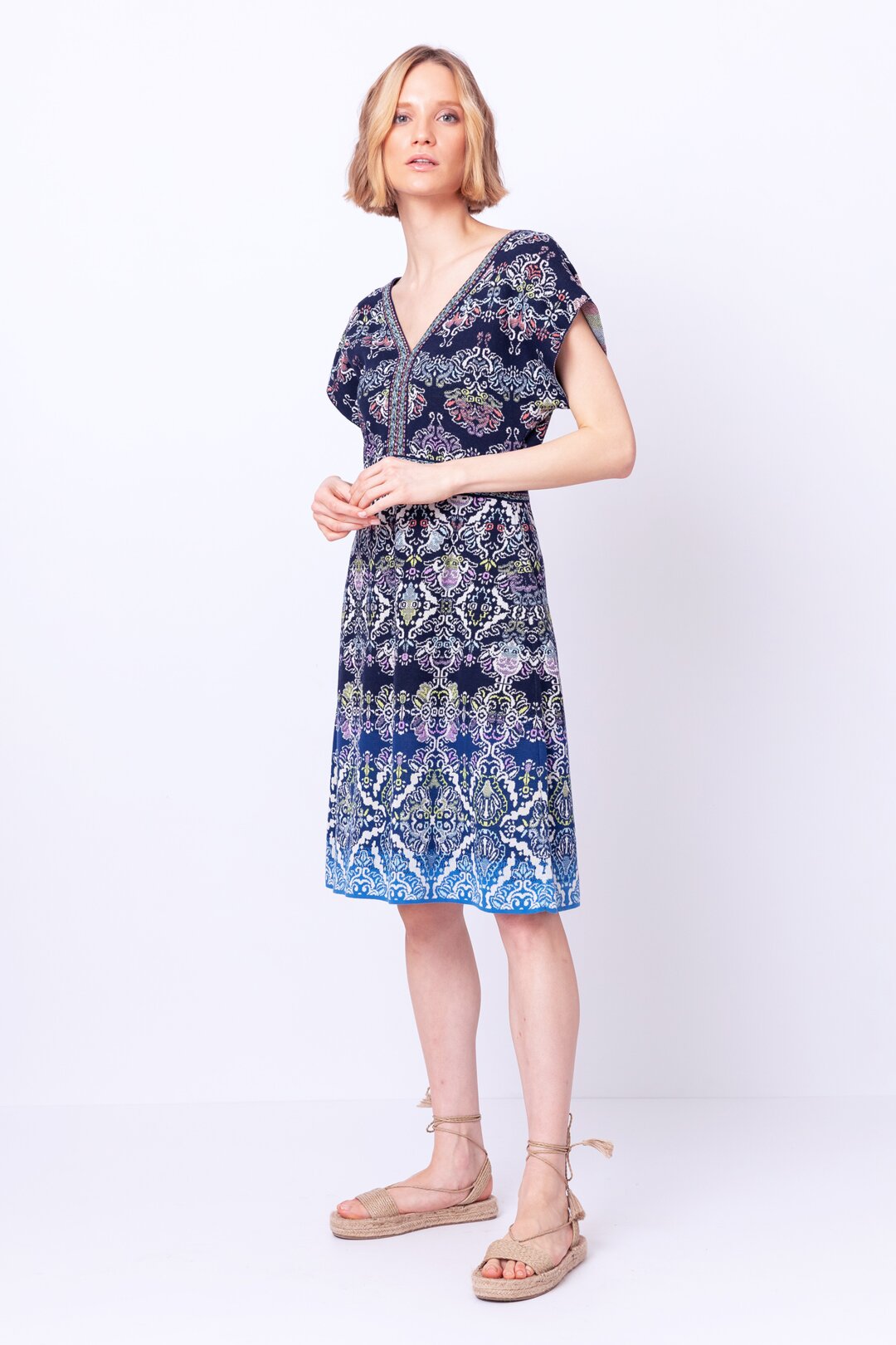 Jacquard-Kleid mit Boho-Muster