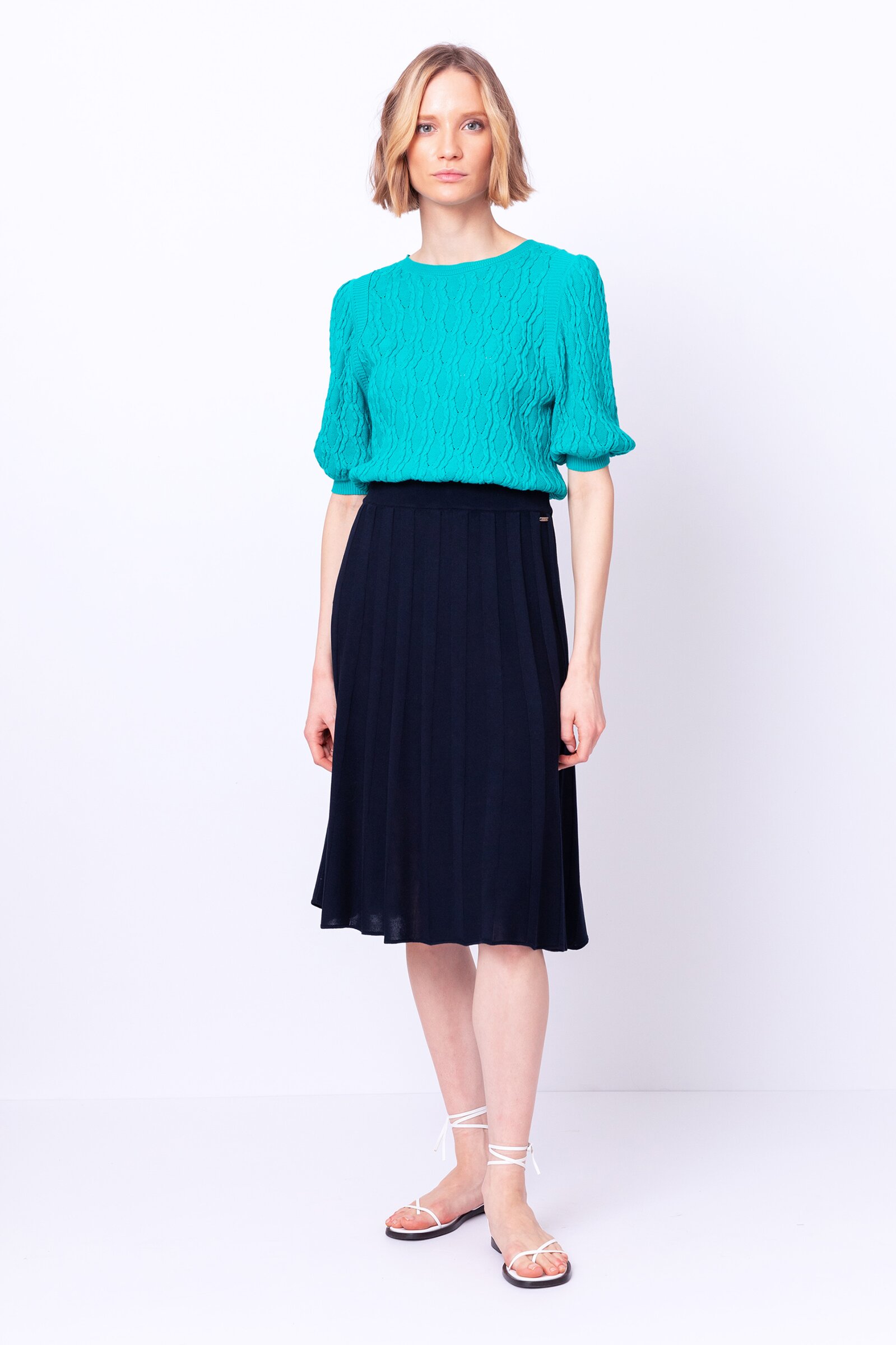 Solid Skirt, Structure Pattern - Skirts | Ivko Woman