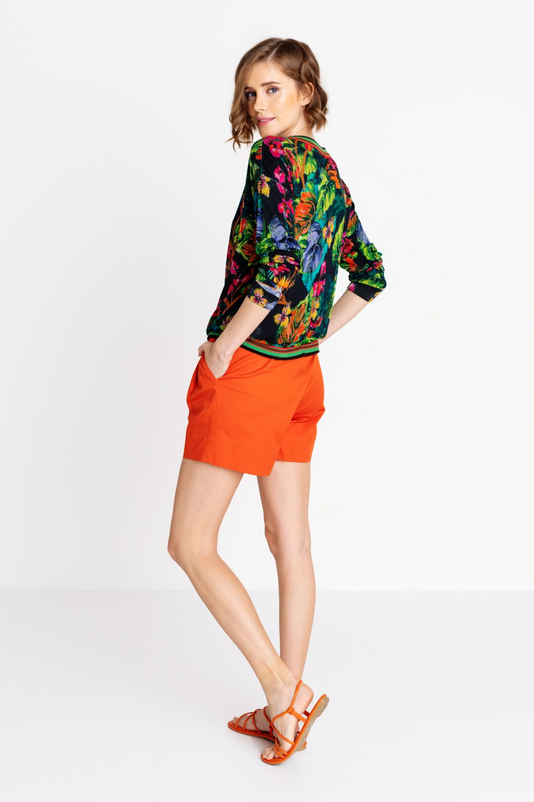 Cardigan mit tropischem Printmuster