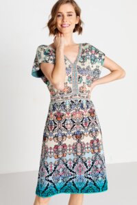 Jacquard-Kleid mit Boho-Muster