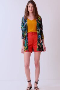 Printed Cardigan, Tropical Motif