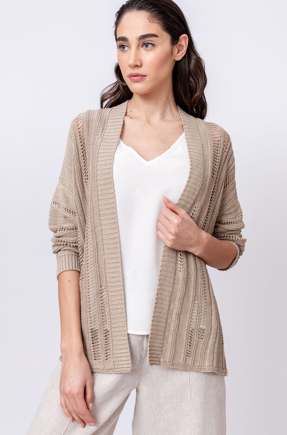 Einfarbiger Cardigan mit Strukturmuster