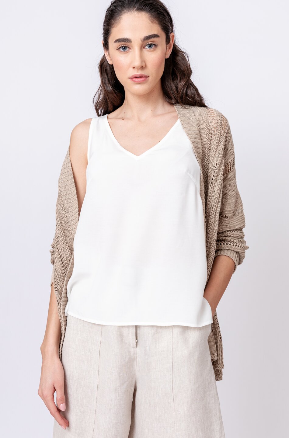 Einfarbiger Cardigan mit Strukturmuster
