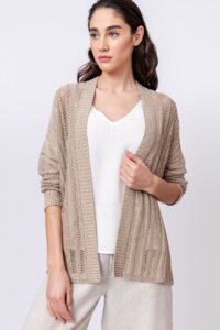 Einfarbiger Cardigan mit Strukturmuster