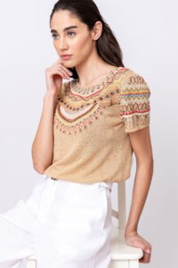 Embroidered Pullover, African Motif