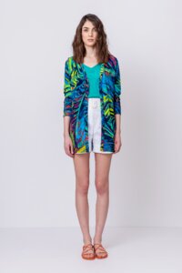 Printed Cardigan, Tropical Motif