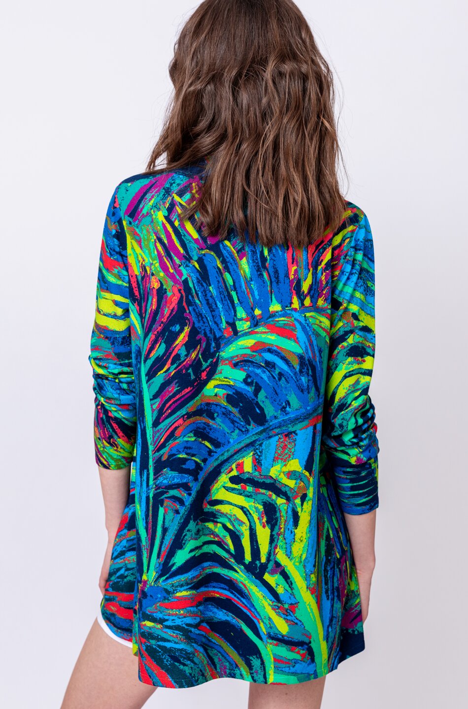 Printed Cardigan, Tropical Motif