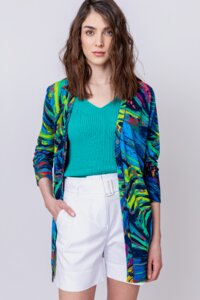 Printed Cardigan, Tropical Motif