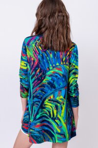 Printed Cardigan, Tropical Motif