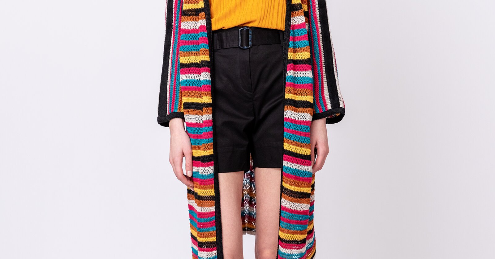 Striped Coatigan - Black - Coatigans - Ivko Woman