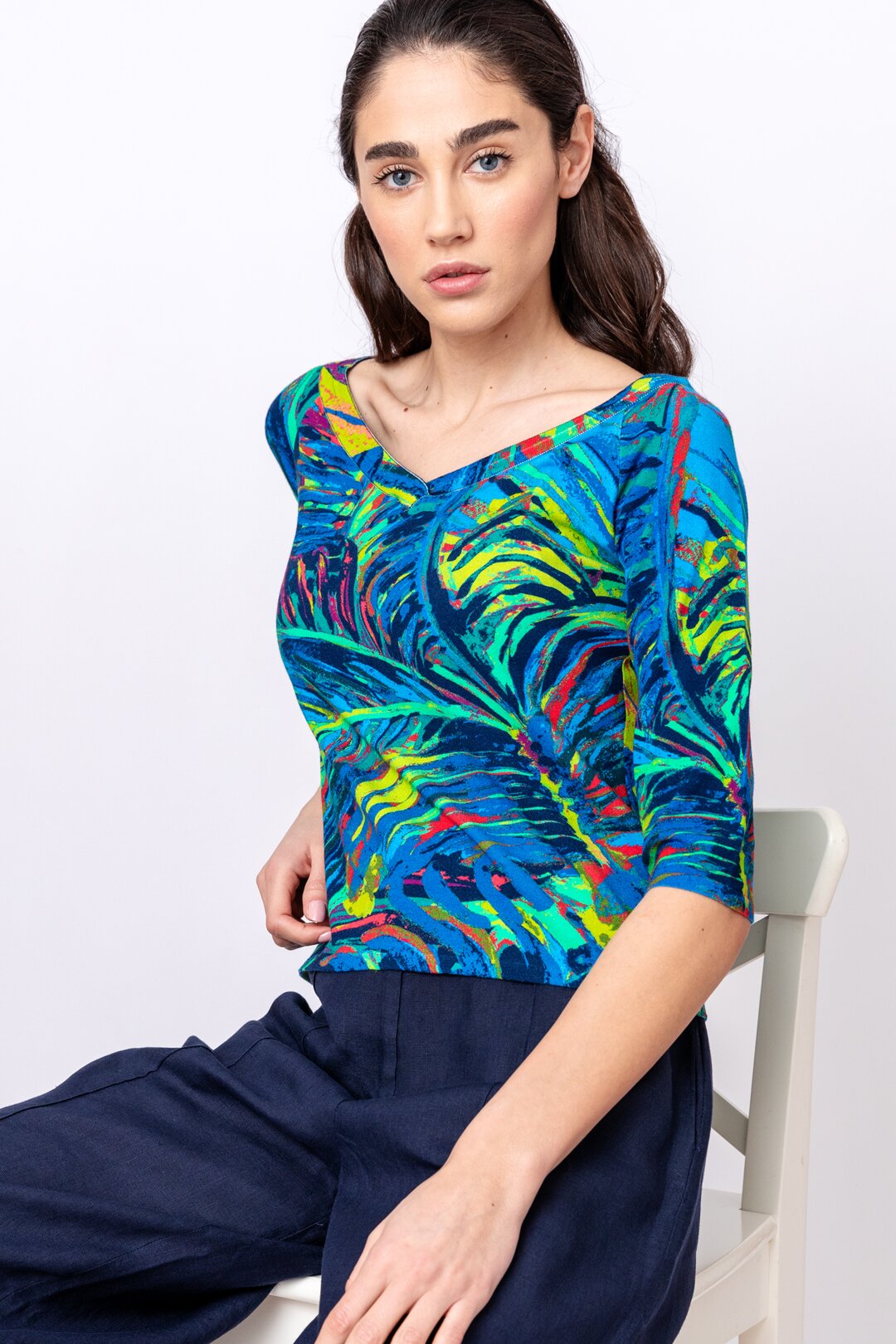 Pullover mit tropischem Printmuster