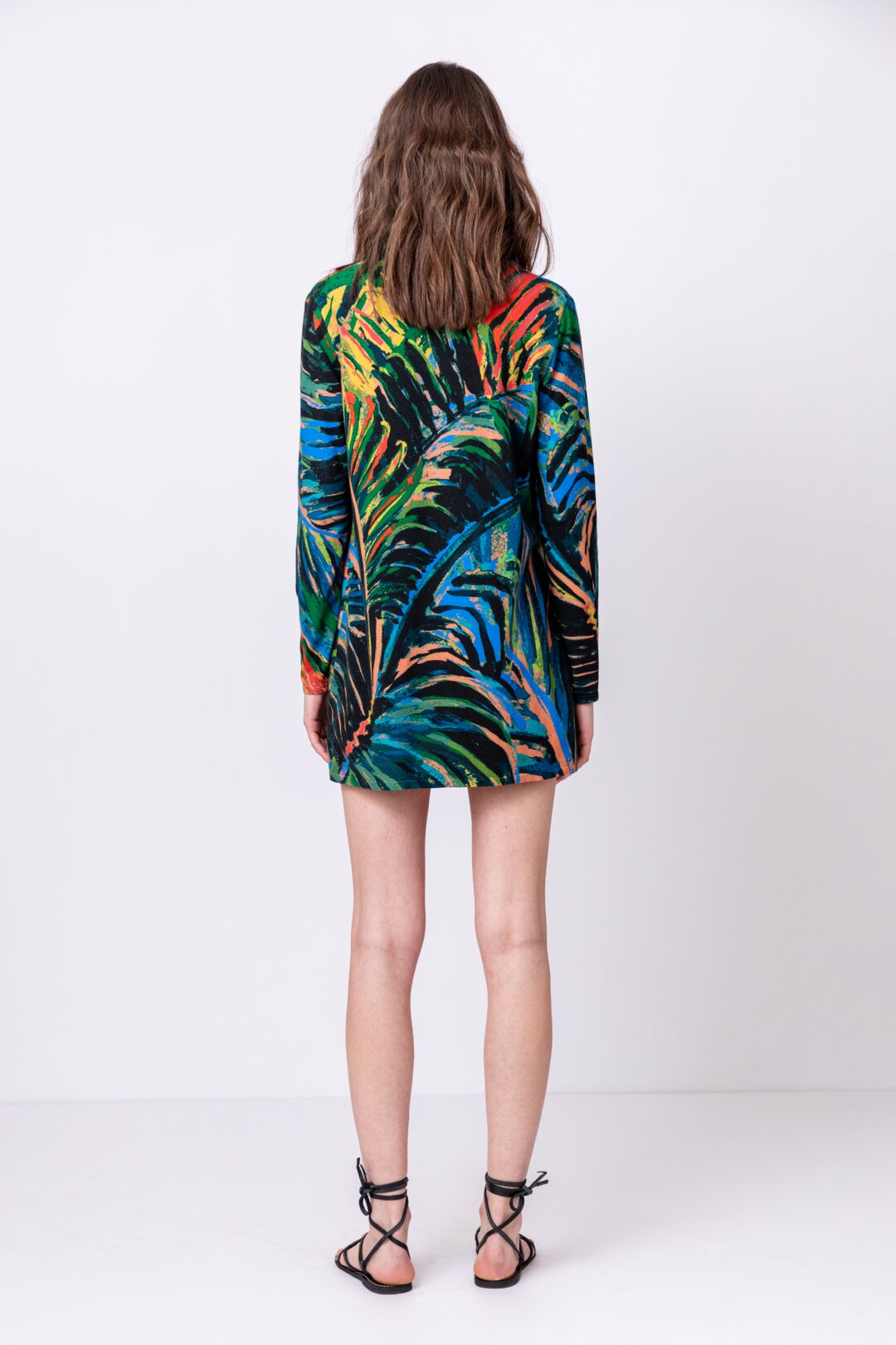 Printed Cardigan, Tropical Motif