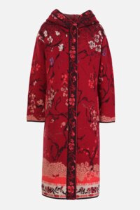 Langer Mantel mit Kirschblütenmuster