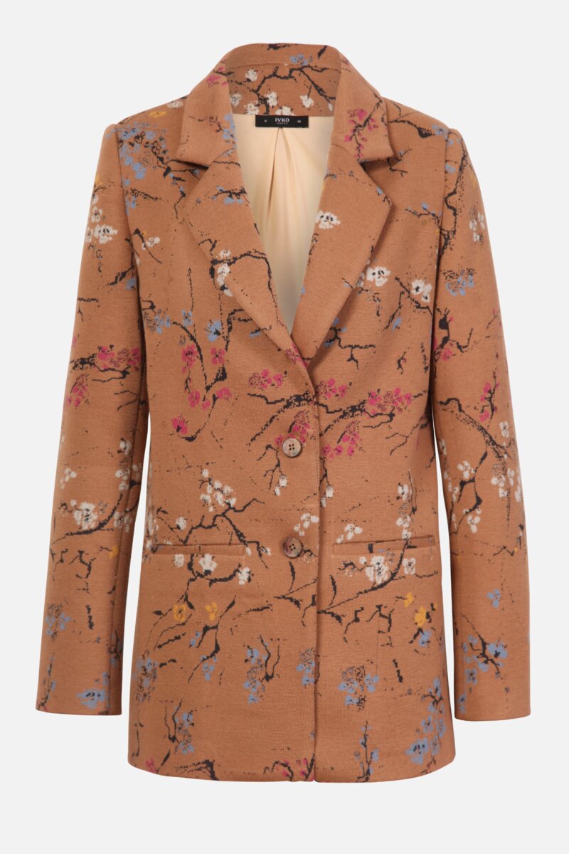 Deep Collar Jacket, Cherry Blossom Pattern