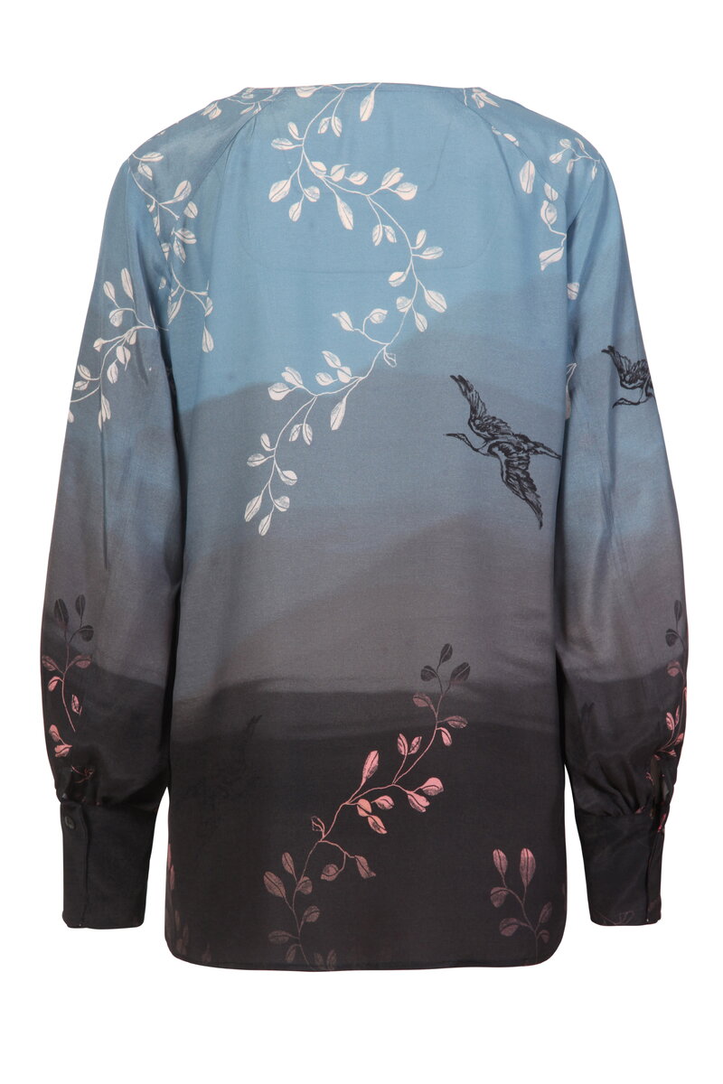 Bluse mit Indigomuster