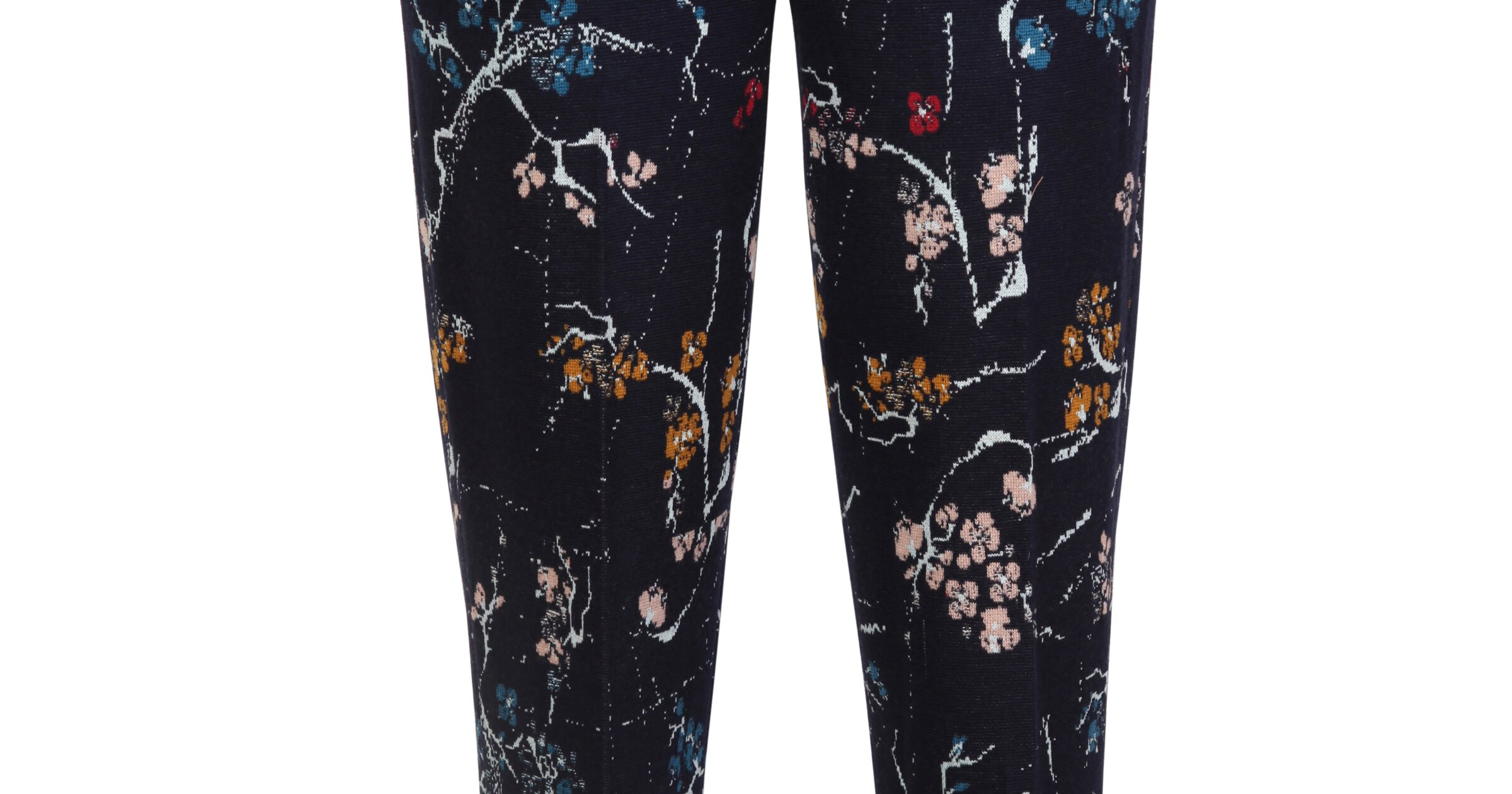 Jacquard Pants, Cherry Blossom Pattern - Pants | Ivko Woman