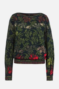 Jacquard Pullover, Grasset Floral Pattern