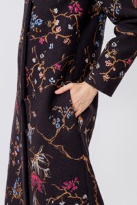 Boiled Wool Coat with Embroidery