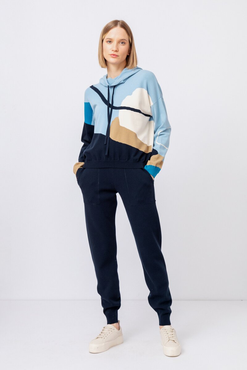 Intarsia Pullover with Hoody