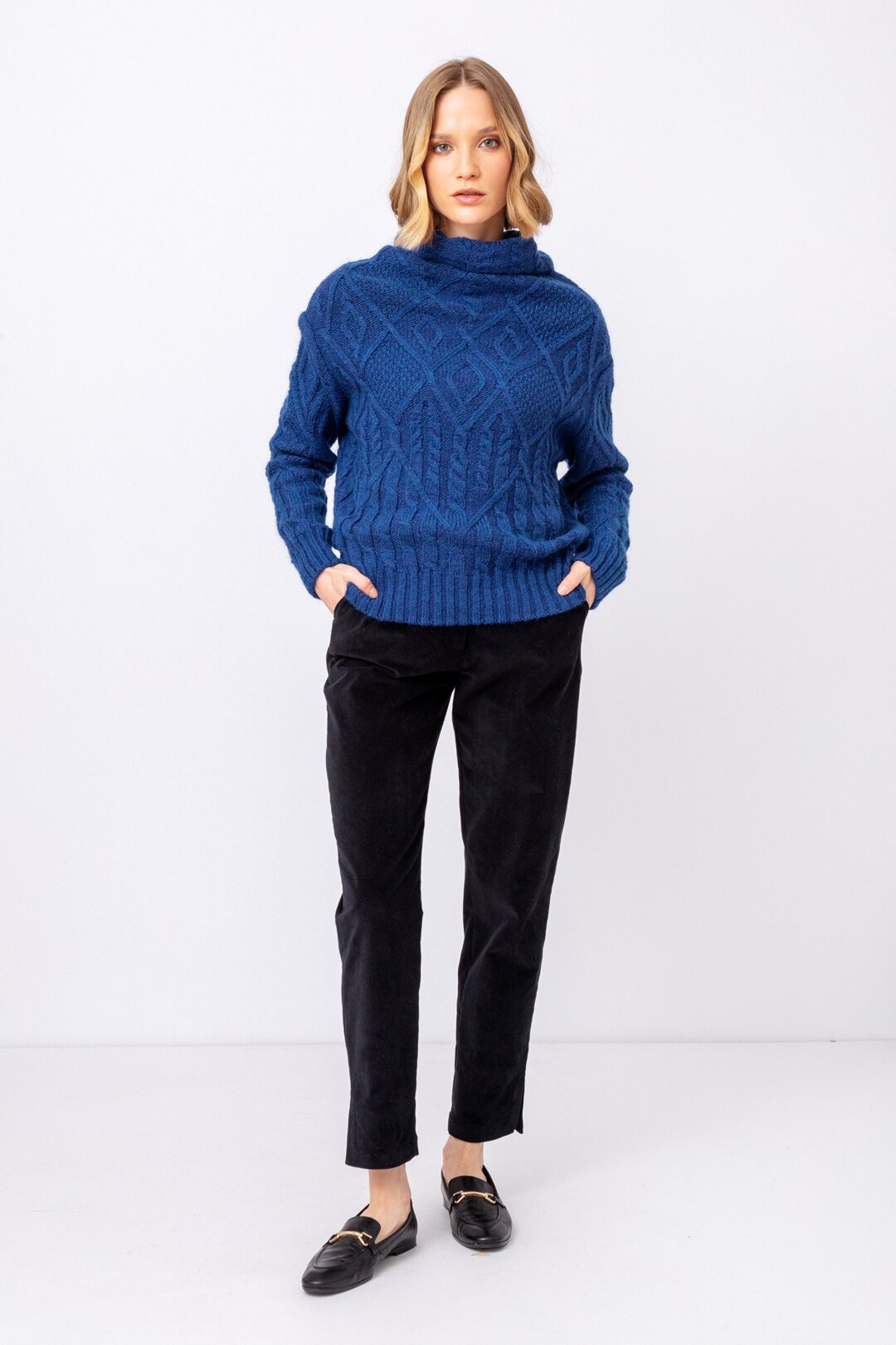 Rollkragenpullover mit Struktur-Muster