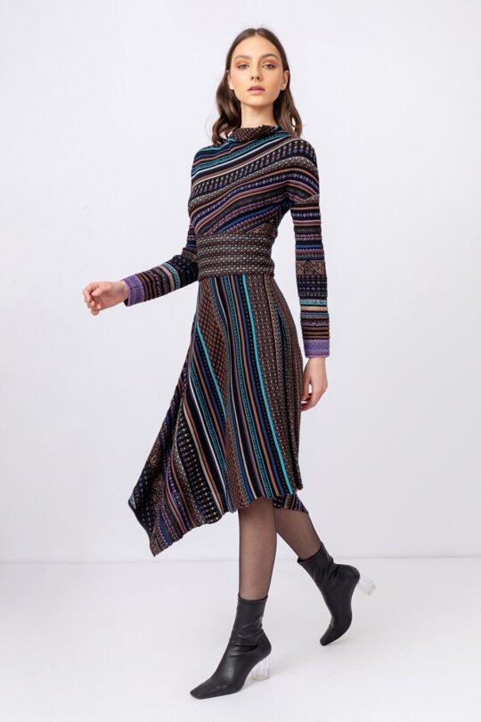 ENFOLD - CURVE-SLEEVE ASYMMETRY-DRESS / ドレス / ワンピース